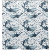 Nautisches Muster mit Delphinen und Fischen Duschvorhang (Vorderseite)