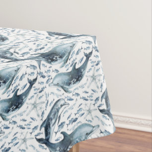 Nautisches Muster mit Delphinen und Fischen Tischdecke