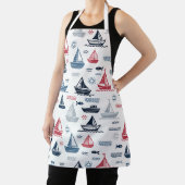 Nautisches Muster mit Segelbooten und Fischen Schürze (InSitu)