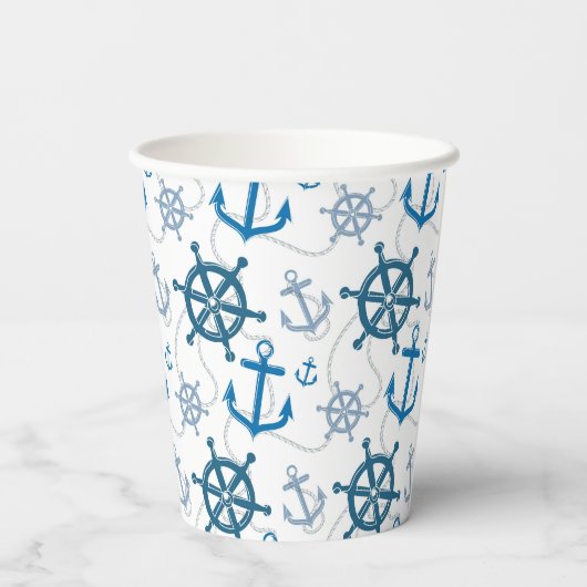 Nautisches Muster Pappbecher (Rückseite)