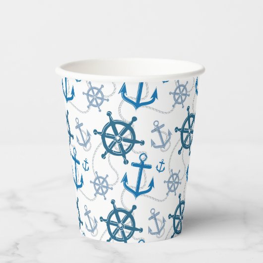 Nautisches Muster Pappbecher (Vorderseite)