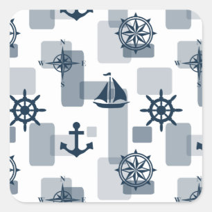 Nautisches Muster Quadratischer Aufkleber