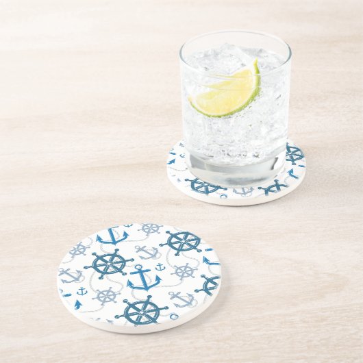 Nautisches Muster Sandstein Untersetzer (Seite)