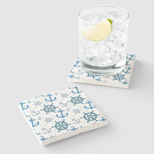 Nautisches Muster Steinuntersetzer (Seitenansicht)