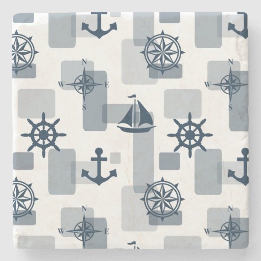 Nautisches Muster Steinuntersetzer (Vorderseite)