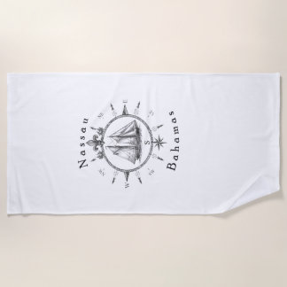 Nautisches Nassau Bahamas Segel T Shirt Kompass Strandtuch