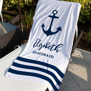 Nautisches Navy-Anker-Hochzeitsbrautjungfer Strandtuch
