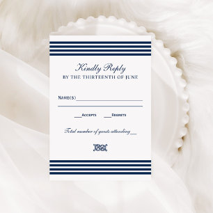 Nautisches Navy-Streifen-Hochzeit Bitte Antworten RSVP Karte