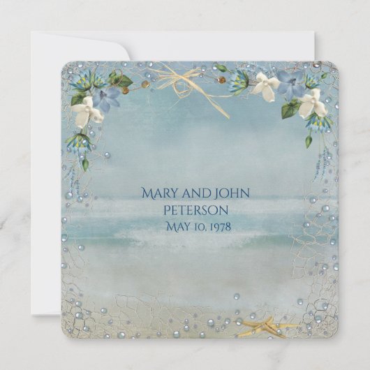 Nautisches Netz mit Seesternfisch Vow Renewal Einladung (Vorderseite)