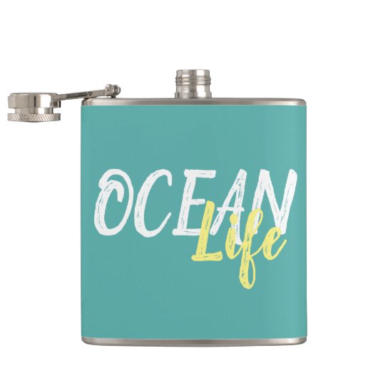 nautisches OCEAN LIFE-Schriftzug | Flachmann (Geöffnet)