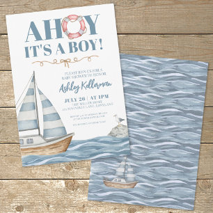 Nautisches Ozean-Jungen-Baby-Shower Einladung
