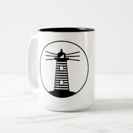 Nautisches Ozean-Leuchtturm-Streifen-Kunstwerk Zweifarbige Tasse