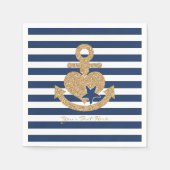 Nautisches Papier Napkins-Navy & Gold Serviette (Vorderseite)