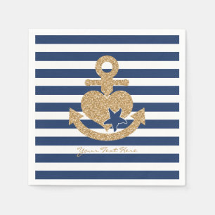 Nautisches Papier Napkins-Navy & Gold Serviette
