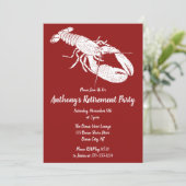 Nautisches Party aus Rot und Weißer Hummer Einladung (Stehend Vorderseite)