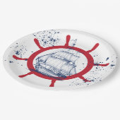 Nautisches Party Sailboat Pappteller (Schrägansicht)