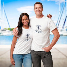 Nautisches personalisiertes Monogramm Seepferd T-Shirt