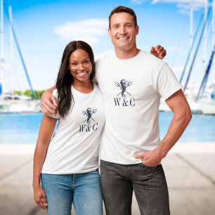 Nautisches personalisiertes Monogramm Seepferd T-Shirt