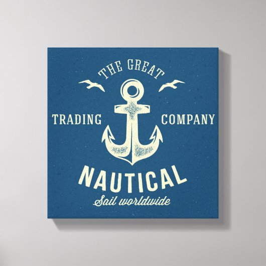 Nautisches Retro-Logo Leinwanddruck (Vorderseite)