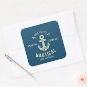 Nautisches Retro-Logo Quadratischer Aufkleber (Umschlag)