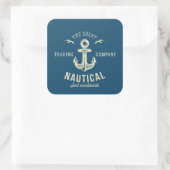 Nautisches Retro-Logo Quadratischer Aufkleber (Tasche)
