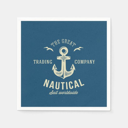 Nautisches Retro-Logo Serviette (Vorderseite)