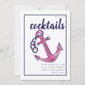 Nautisches rosa Anker Preppy Cocktail Party Einladung (Vorderseite)