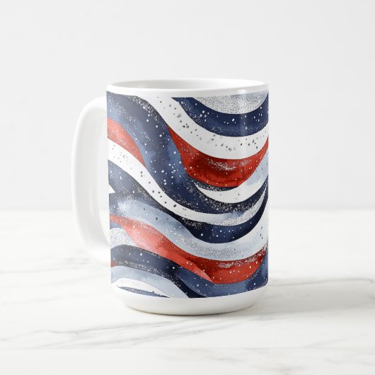 Nautisches Rot Weiß Blau Kaffeetasse (Vorderseite Links)