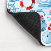 Nautisches Rot-Weiß-Blau-Muster Mousepad (Ecke)