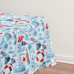Nautisches Rot-Weiß-Blau-Muster Tischdecke