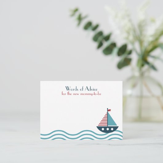 Nautisches rotes und blaues Boot BABY SHOWER GEBUR Hinweiskarte (Stehend Vorderseite)