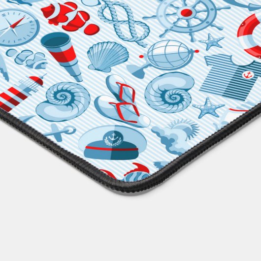 Nautisches rotes und blaues Muster Schreibtischunterlage (Ecke)