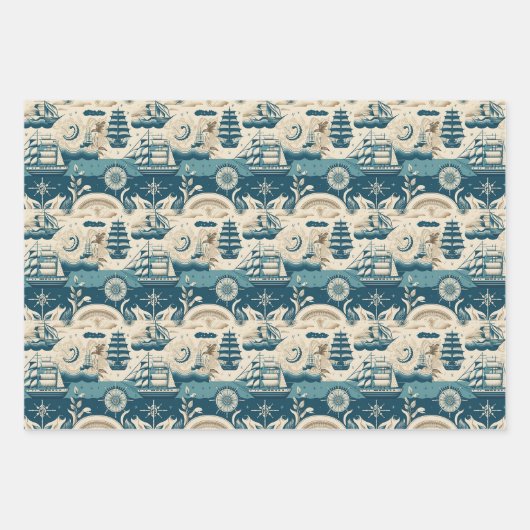 Nautisches Schiff-Ozean-Fragebild Nr. 10 Geschenkpapier Set (Vorderseite)