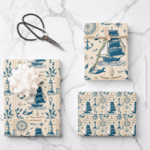 Nautisches Schiff-Ozean-Fragebild Nr. 20 Geschenkpapier Set