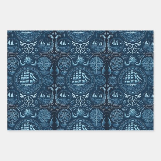 Nautisches Schiff-Ozean-Fragebild Nr. 7 Geschenkpapier Set (Vorderseite 2)