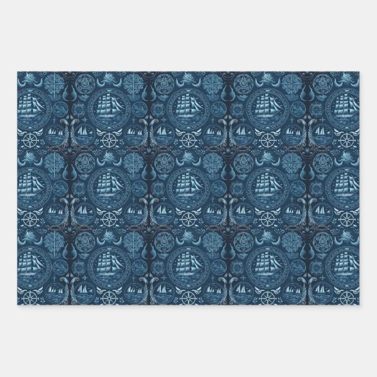 Nautisches Schiff-Ozean-Fragebild Nr. 7 Geschenkpapier Set (Vorderseite)