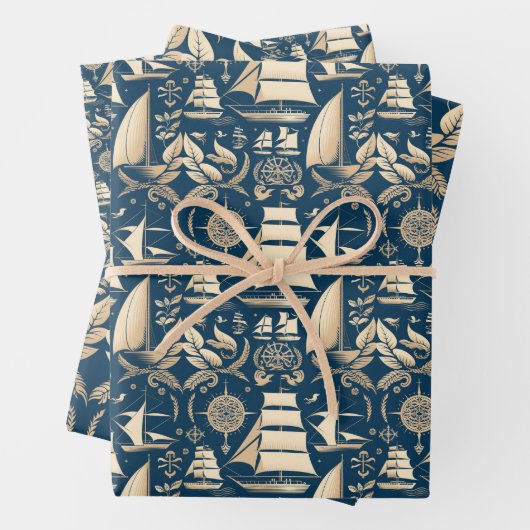 Nautisches Schiff-Ozean-Fragebild Nr. 9 Geschenkpapier Set (Beispiel)