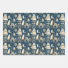 Nautisches Schiff-Ozean-Fragebild Nr. 9 Geschenkpapier Set