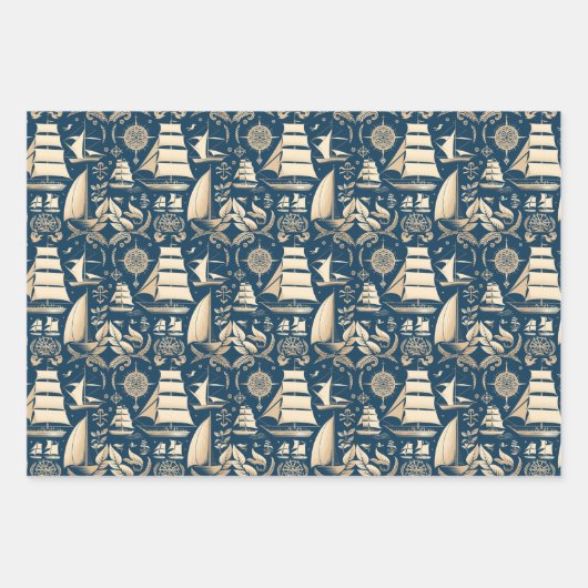 Nautisches Schiff-Ozean-Fragebild Nr. 9 Geschenkpapier Set (Vorderseite)