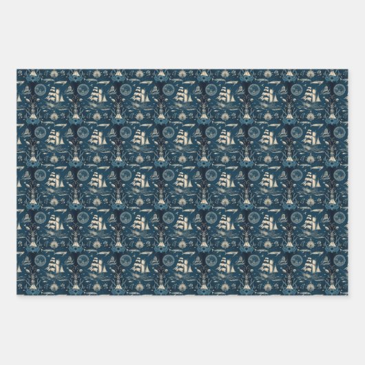 Nautisches Schiff-Ozeanthemenmuster Nr. 3 Geschenkpapier Set (Vorderseite 3)