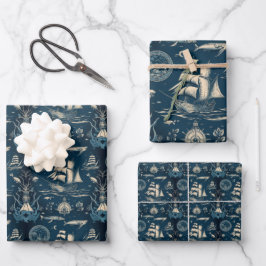 Nautisches Schiff-Ozeanthemenmuster Nr. 3 Geschenkpapier Set