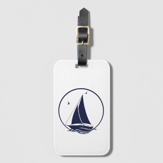 Nautisches Schiff/Segelboot/Boot blau Gepäckanhänger (Vorderseite Vertikal)