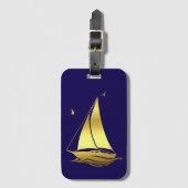 Nautisches Schiff/Segelboot/Boot blau/gold Gepäckanhänger (Vorderseite Vertikal)