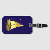 Nautisches Schiff/Segelboot/Boot blau/gold Gepäckanhänger (Vorderseite (Horizontal))