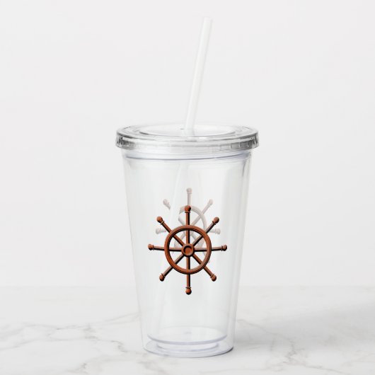 Nautisches Schiffrad Acryltrinkbecher (Rückseite)