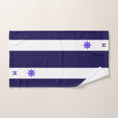 Nautisches Schiffrad und Monogramm auf blau und we Badhandtuch Set (Handtuch)