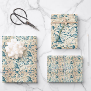 Nautisches Schiffsgedankmuster Nr. 11 Geschenkpapier Set