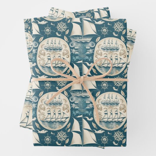 Nautisches Schiffsgedankmuster Nr. 14 Geschenkpapier Set (Beispiel)