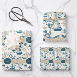 Nautisches Schiffsgedankmuster Nr. 15 Geschenkpapier Set