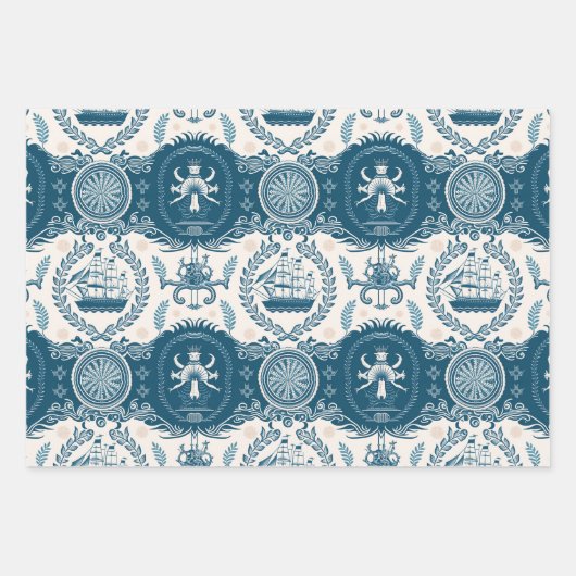 Nautisches Schiffsgedankmuster Nr. 17 Geschenkpapier Set (Vorderseite 2)